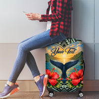 Personalized Masefau American Samoa Whale Luggage Cover Polynesian Tribal Pattern Tropical Hibiscus TS04 - Polynesian Pride