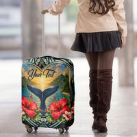 Personalized Masefau American Samoa Whale Luggage Cover Polynesian Tribal Pattern Tropical Hibiscus TS04 - Polynesian Pride