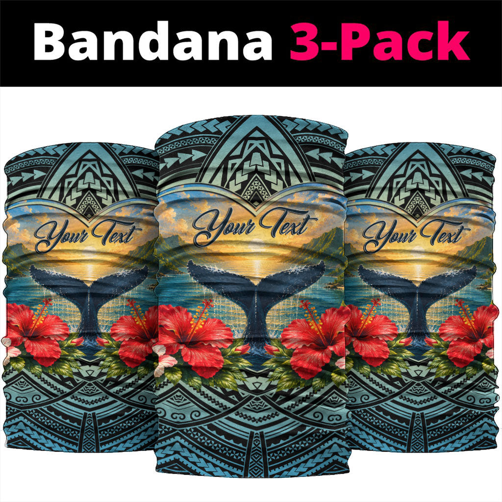 Personalized Masefau American Samoa Whale Neck Gaiter Polynesian Tribal Pattern Tropical Hibiscus TS04 package One Size: 25*50cm Black Blue - Polynesian Pride