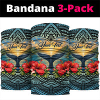 Personalized Masefau American Samoa Whale Neck Gaiter Polynesian Tribal Pattern Tropical Hibiscus TS04 package One Size: 25*50cm Black Blue - Polynesian Pride