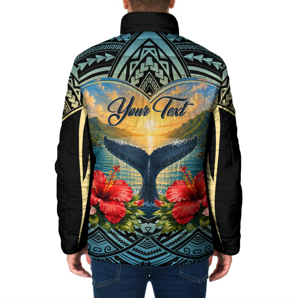Personalized Masefau American Samoa Whale Padded Jacket Polynesian Tribal Pattern Tropical Hibiscus TS04 - Polynesian Pride