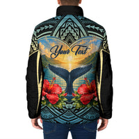 Personalized Masefau American Samoa Whale Padded Jacket Polynesian Tribal Pattern Tropical Hibiscus TS04 - Polynesian Pride