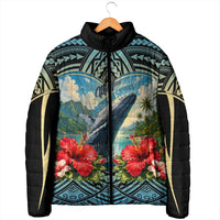 Personalized Masefau American Samoa Whale Padded Jacket Polynesian Tribal Pattern Tropical Hibiscus TS04 - Polynesian Pride