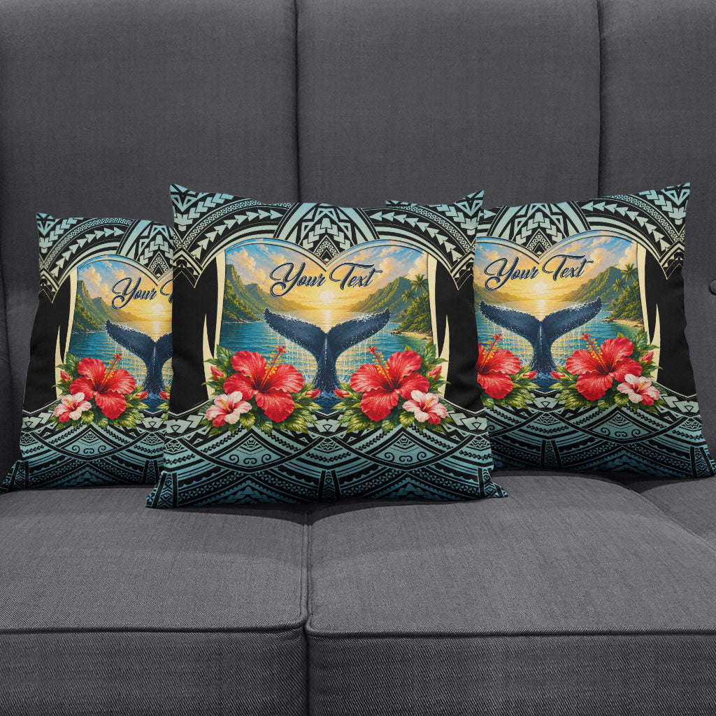 Personalized Masefau American Samoa Whale Pillow Cover Polynesian Tribal Pattern Tropical Hibiscus TS04 - Polynesian Pride