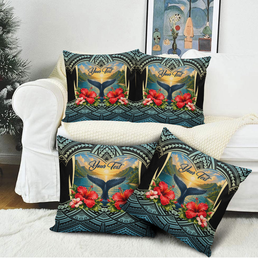 Personalized Masefau American Samoa Whale Pillow Cover Polynesian Tribal Pattern Tropical Hibiscus TS04 - Polynesian Pride