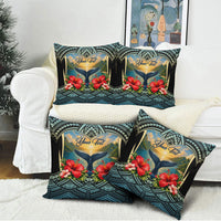 Personalized Masefau American Samoa Whale Pillow Cover Polynesian Tribal Pattern Tropical Hibiscus TS04 - Polynesian Pride