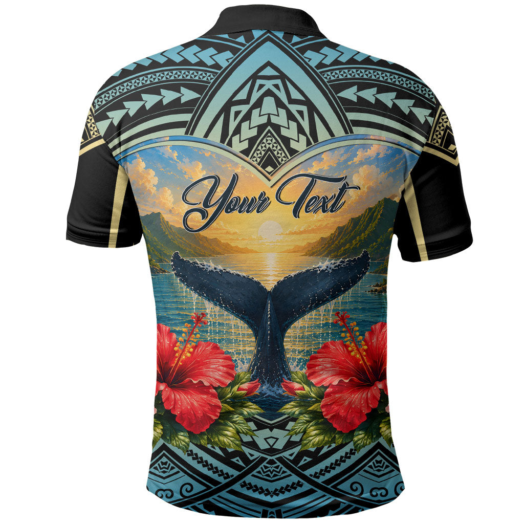 Personalized Masefau American Samoa Whale Polo Shirt Polynesian Tribal Pattern Tropical Hibiscus TS04 - Polynesian Pride