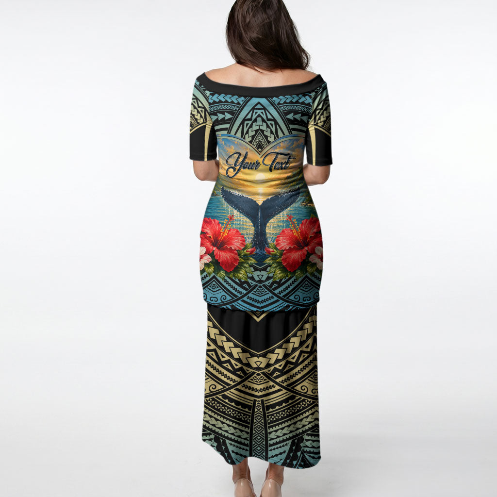 Personalized Masefau American Samoa Whale Puletasi Polynesian Tribal Pattern Tropical Hibiscus TS04 - Polynesian Pride
