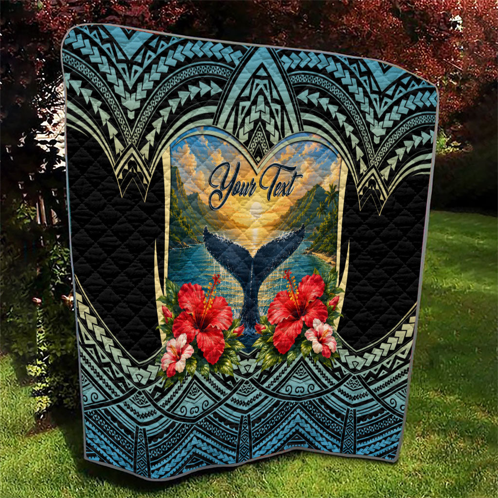 Personalized Masefau American Samoa Whale Quilt Polynesian Tribal Pattern Tropical Hibiscus TS04 - Polynesian Pride