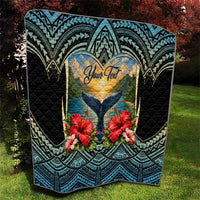 Personalized Masefau American Samoa Whale Quilt Polynesian Tribal Pattern Tropical Hibiscus TS04 - Polynesian Pride