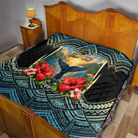 Personalized Masefau American Samoa Whale Quilt Polynesian Tribal Pattern Tropical Hibiscus TS04 - Polynesian Pride