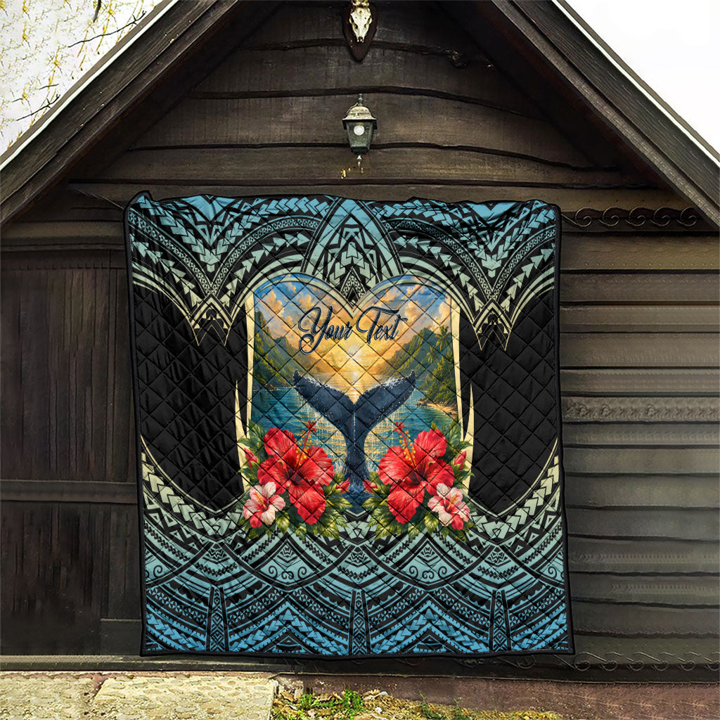 Personalized Masefau American Samoa Whale Quilt Polynesian Tribal Pattern Tropical Hibiscus TS04 - Polynesian Pride
