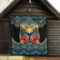 Personalized Masefau American Samoa Whale Quilt Polynesian Tribal Pattern Tropical Hibiscus TS04 - Polynesian Pride