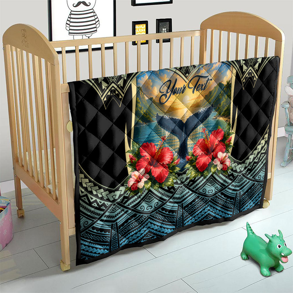 Personalized Masefau American Samoa Whale Quilt Polynesian Tribal Pattern Tropical Hibiscus TS04 - Polynesian Pride