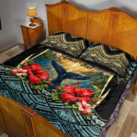 Personalized Masefau American Samoa Whale Quilt Bed Set Polynesian Tribal Pattern Tropical Hibiscus TS04 - Polynesian Pride