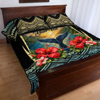 Personalized Masefau American Samoa Whale Quilt Bed Set Polynesian Tribal Pattern Tropical Hibiscus TS04 - Polynesian Pride
