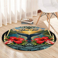 Personalized Masefau American Samoa Whale Round Carpet Polynesian Tribal Pattern Tropical Hibiscus TS04 - Polynesian Pride