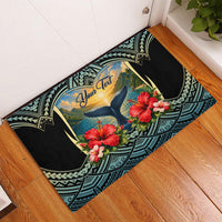 Personalized Masefau American Samoa Whale Rubber Doormat Polynesian Tribal Pattern Tropical Hibiscus TS04 - Polynesian Pride