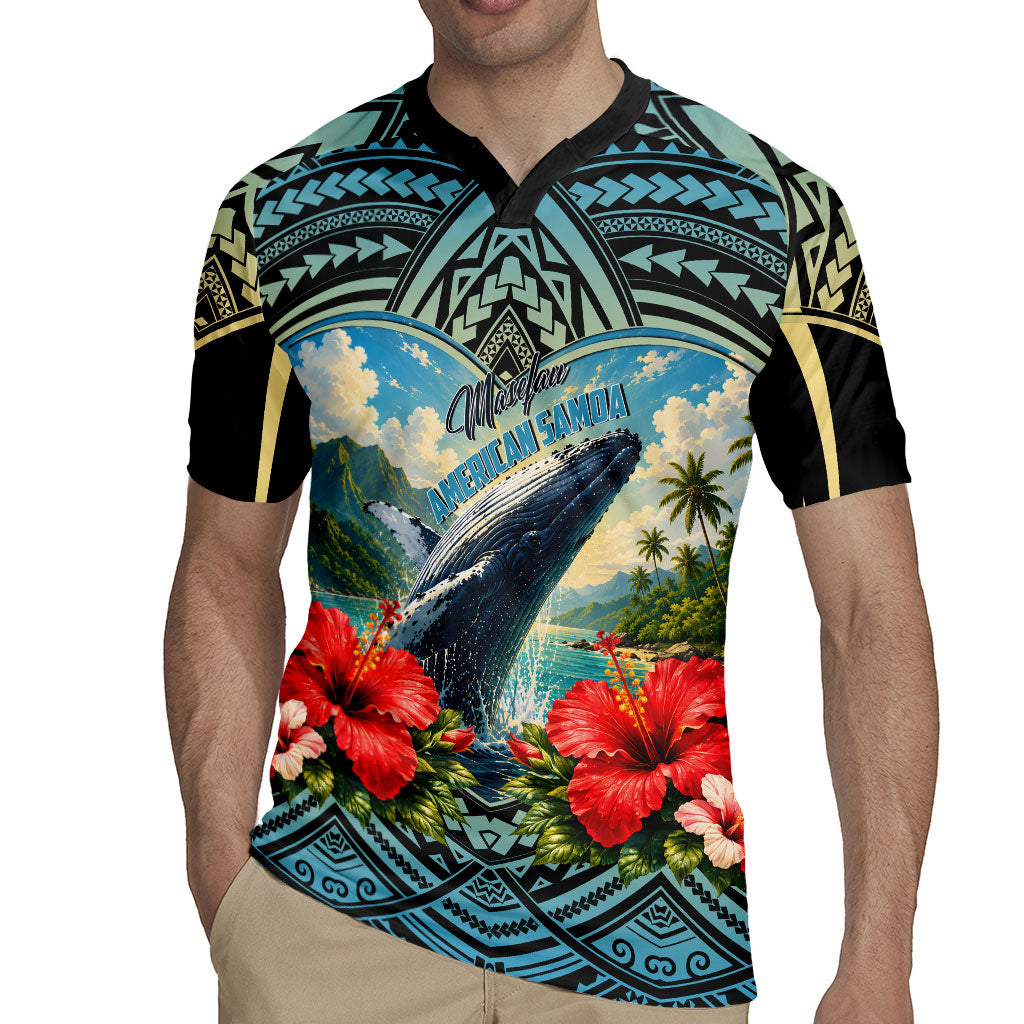 Personalized Masefau American Samoa Whale Rugby Jersey Polynesian Tribal Pattern Tropical Hibiscus TS04 - Polynesian Pride