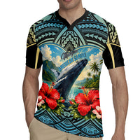 Personalized Masefau American Samoa Whale Rugby Jersey Polynesian Tribal Pattern Tropical Hibiscus TS04 - Polynesian Pride