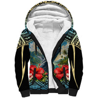 Personalized Masefau American Samoa Whale Sherpa Hoodie Polynesian Tribal Pattern Tropical Hibiscus TS04 Unisex Black Blue - Polynesian Pride