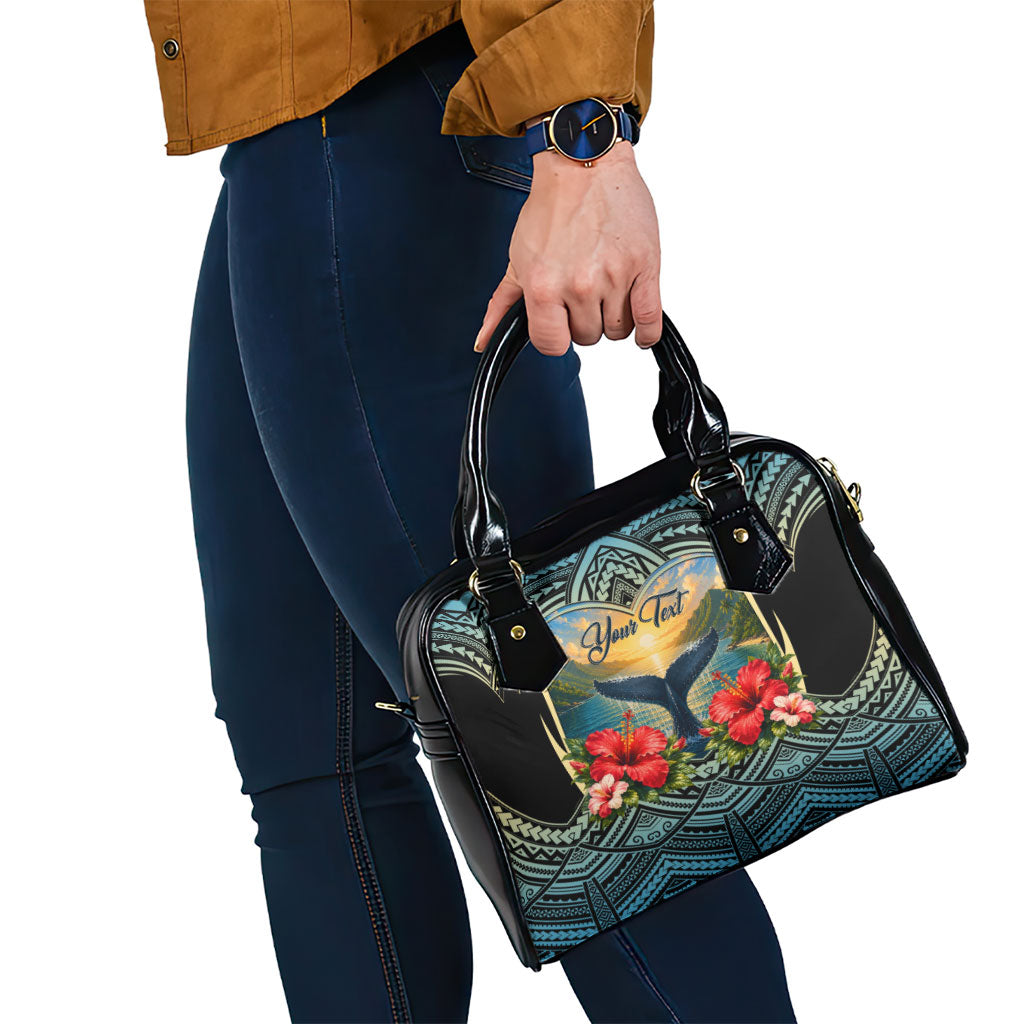 Personalized Masefau American Samoa Whale Shoulder Handbag Polynesian Tribal Pattern Tropical Hibiscus TS04 - Polynesian Pride