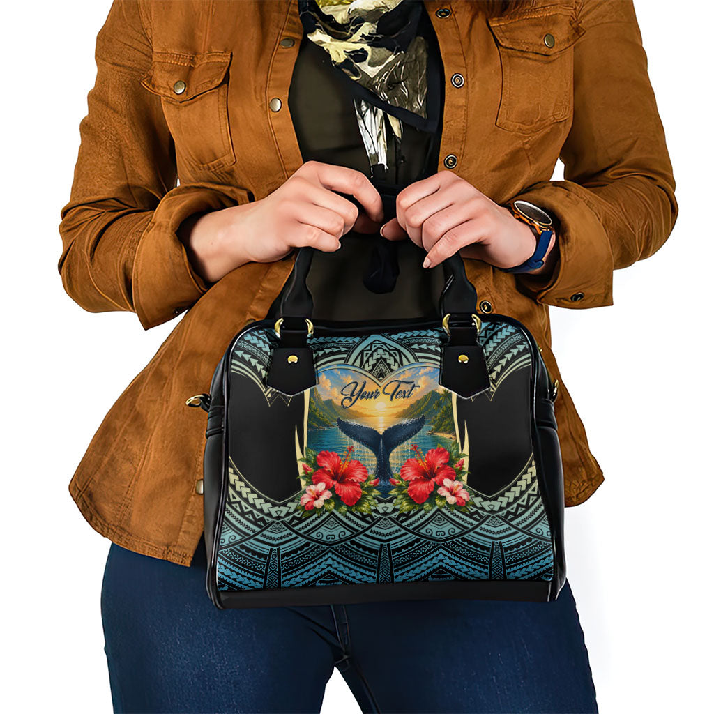 Personalized Masefau American Samoa Whale Shoulder Handbag Polynesian Tribal Pattern Tropical Hibiscus TS04 - Polynesian Pride