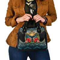 Personalized Masefau American Samoa Whale Shoulder Handbag Polynesian Tribal Pattern Tropical Hibiscus TS04 - Polynesian Pride