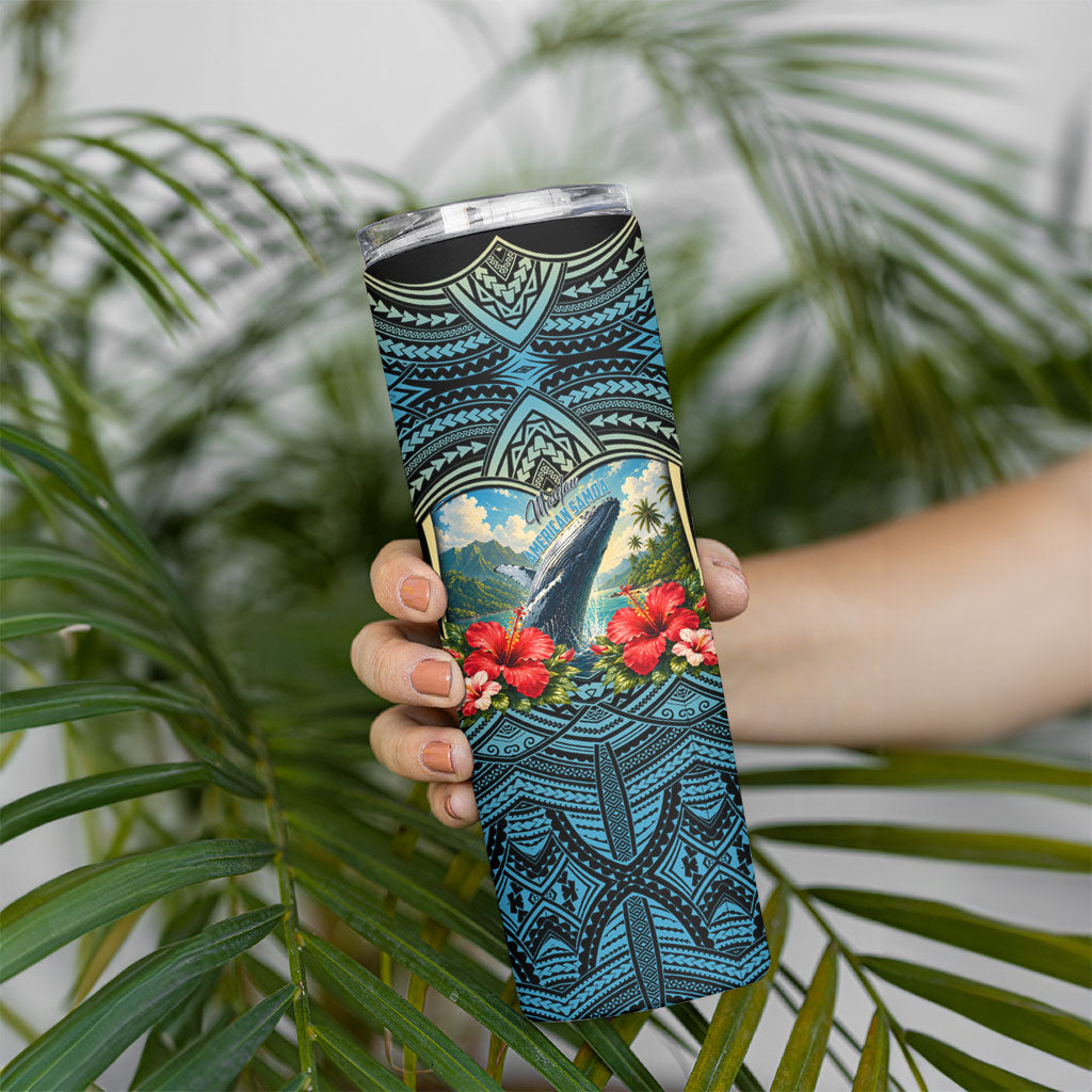 Personalized Masefau American Samoa Whale Skinny Tumbler Polynesian Tribal Pattern Tropical Hibiscus TS04 - Polynesian Pride