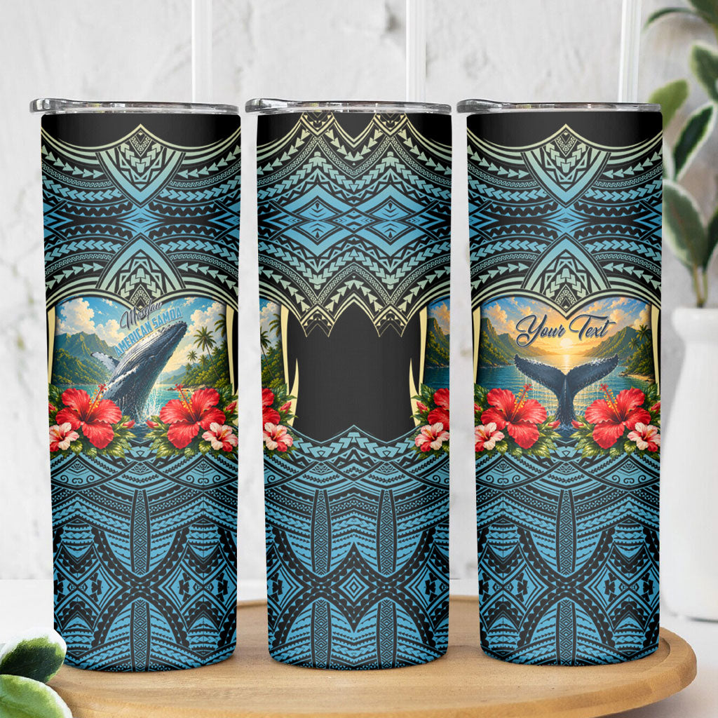Personalized Masefau American Samoa Whale Skinny Tumbler Polynesian Tribal Pattern Tropical Hibiscus TS04 - Polynesian Pride