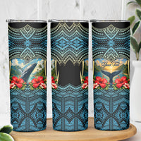 Personalized Masefau American Samoa Whale Skinny Tumbler Polynesian Tribal Pattern Tropical Hibiscus TS04 - Polynesian Pride