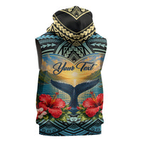 Personalized Masefau American Samoa Whale Sleeveless Hoodie Polynesian Tribal Pattern Tropical Hibiscus TS04 - Polynesian Pride