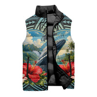 Personalized Masefau American Samoa Whale Sleeveless Puffer Jacket Polynesian Tribal Pattern Tropical Hibiscus TS04 - Polynesian Pride