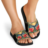 Personalized Masefau American Samoa Whale Slide Sandals Polynesian Tribal Pattern Tropical Hibiscus TS04 - Polynesian Pride