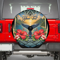 Personalized Masefau American Samoa Whale Spare Tire Cover Polynesian Tribal Pattern Tropical Hibiscus TS04 - Polynesian Pride
