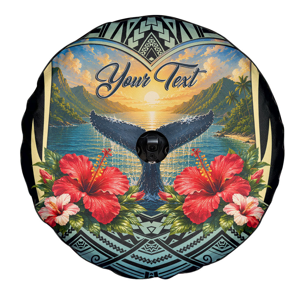 Personalized Masefau American Samoa Whale Spare Tire Cover Polynesian Tribal Pattern Tropical Hibiscus TS04 - Polynesian Pride
