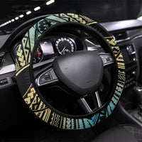 Masefau American Samoa Whale Steering Wheel Cover Polynesian Tribal Pattern Tropical Hibiscus TS04 Universal Fit Black Blue - Polynesian Pride