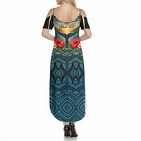 Personalized Masefau American Samoa Whale Summer Maxi Dress Polynesian Tribal Pattern Tropical Hibiscus TS04 - Polynesian Pride