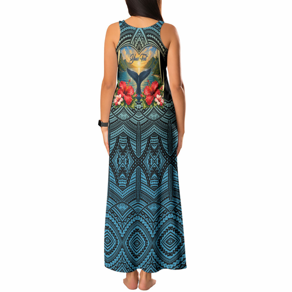 Personalized Masefau American Samoa Whale Tank Maxi Dress Polynesian Tribal Pattern Tropical Hibiscus TS04 - Polynesian Pride