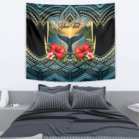Personalized Masefau American Samoa Whale Tapestry Polynesian Tribal Pattern Tropical Hibiscus TS04 - Polynesian Pride