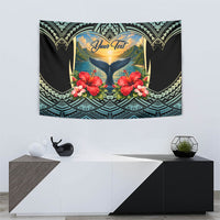 Personalized Masefau American Samoa Whale Tapestry Polynesian Tribal Pattern Tropical Hibiscus TS04 - Polynesian Pride