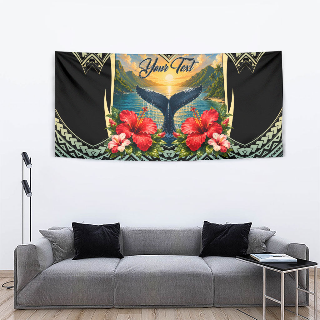 Personalized Masefau American Samoa Whale Tapestry Polynesian Tribal Pattern Tropical Hibiscus TS04 - Polynesian Pride