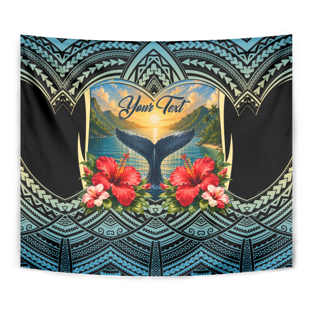 Personalized Masefau American Samoa Whale Tapestry Polynesian Tribal Pattern Tropical Hibiscus TS04 - Polynesian Pride