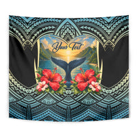 Personalized Masefau American Samoa Whale Tapestry Polynesian Tribal Pattern Tropical Hibiscus TS04 - Polynesian Pride