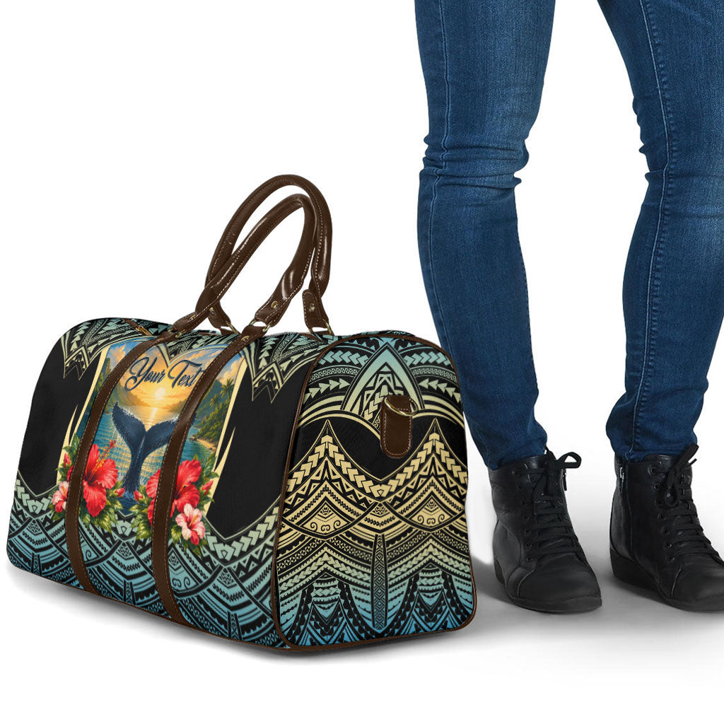Personalized Masefau American Samoa Whale Travel Bag Polynesian Tribal Pattern Tropical Hibiscus TS04 - Polynesian Pride