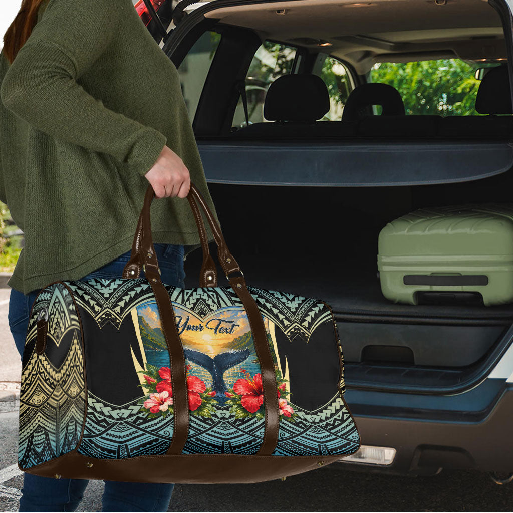 Personalized Masefau American Samoa Whale Travel Bag Polynesian Tribal Pattern Tropical Hibiscus TS04 - Polynesian Pride