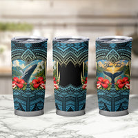 Personalized Masefau American Samoa Whale Tumbler Cup Polynesian Tribal Pattern Tropical Hibiscus TS04 - Polynesian Pride