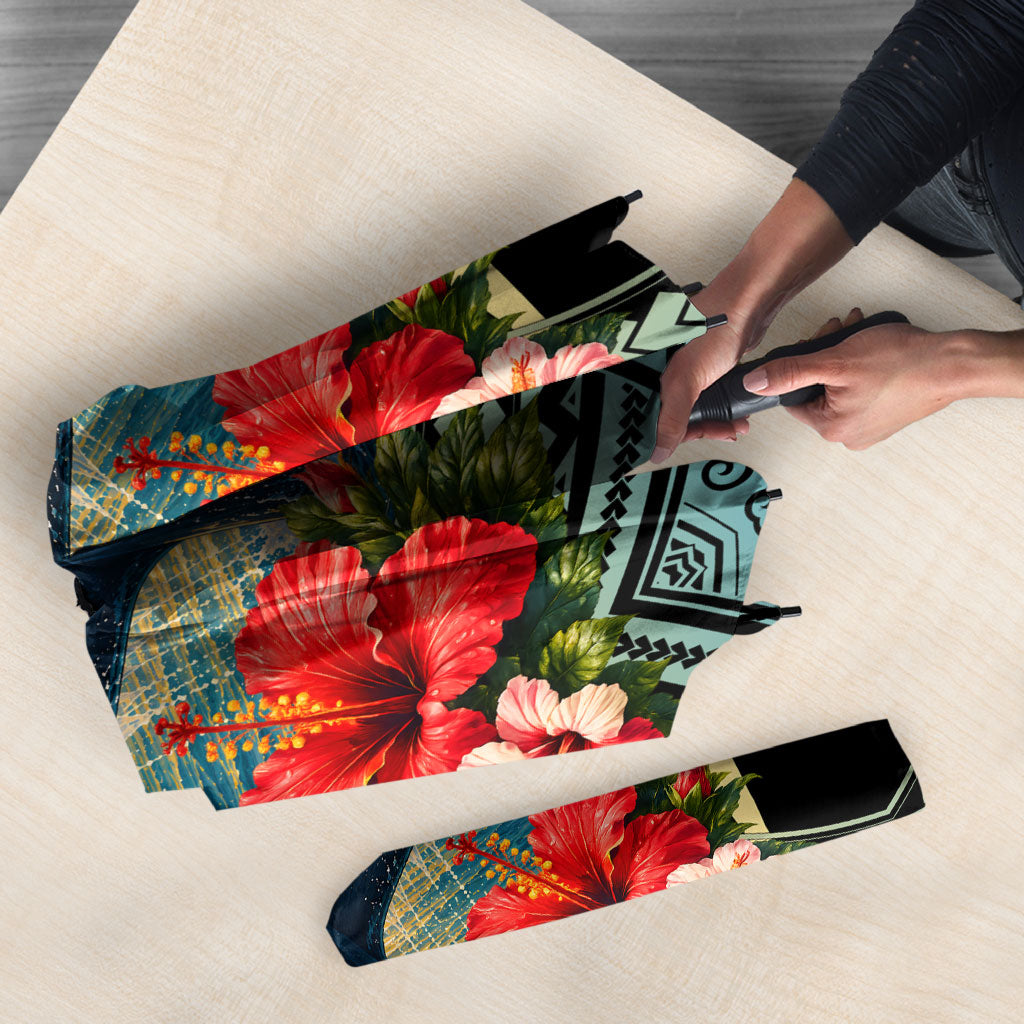 Personalized Masefau American Samoa Whale Umbrella Polynesian Tribal Pattern Tropical Hibiscus TS04 - Polynesian Pride