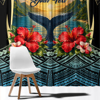 Personalized Masefau American Samoa Whale Window Curtain Polynesian Tribal Pattern Tropical Hibiscus TS04 - Polynesian Pride