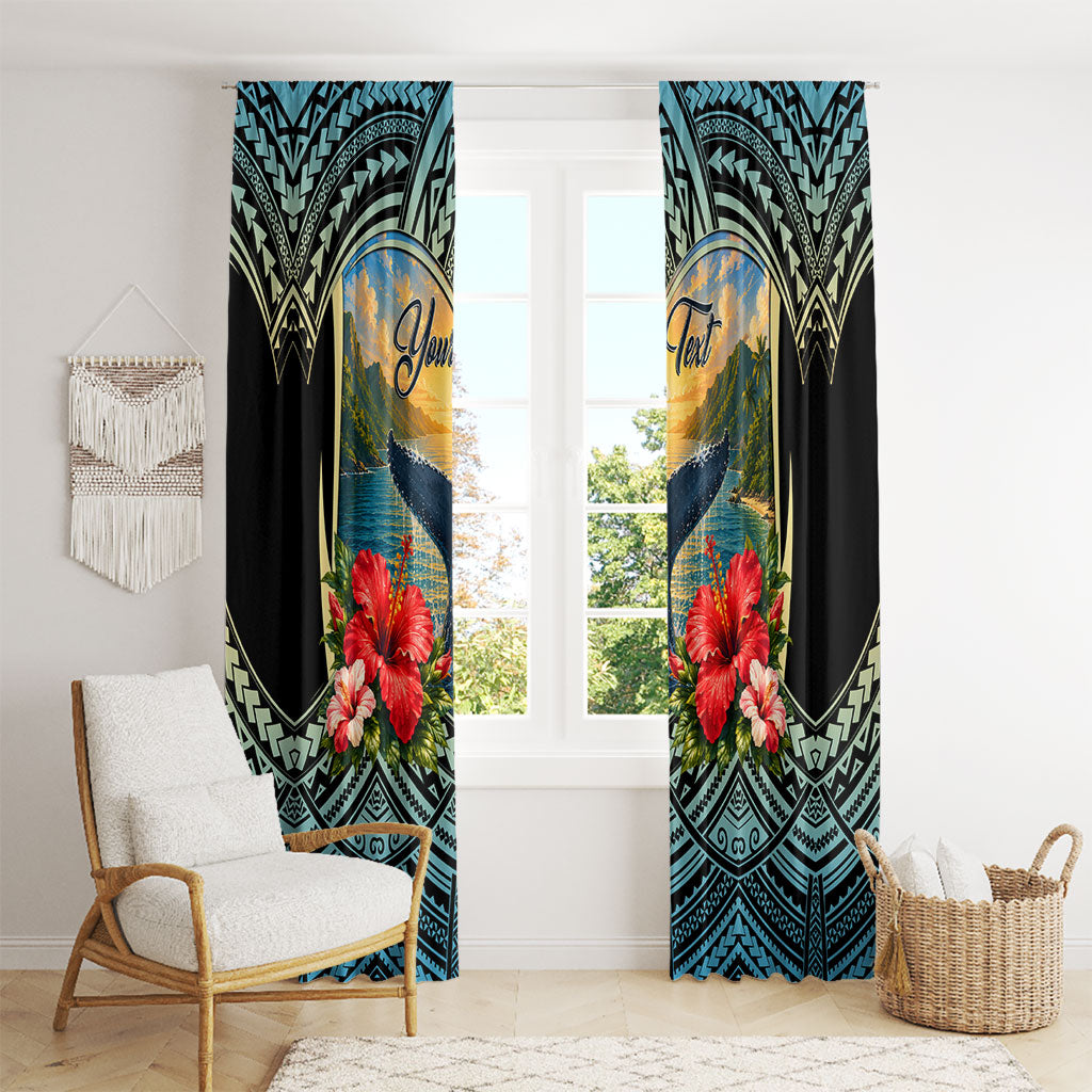 Personalized Masefau American Samoa Whale Window Curtain Polynesian Tribal Pattern Tropical Hibiscus TS04 - Polynesian Pride